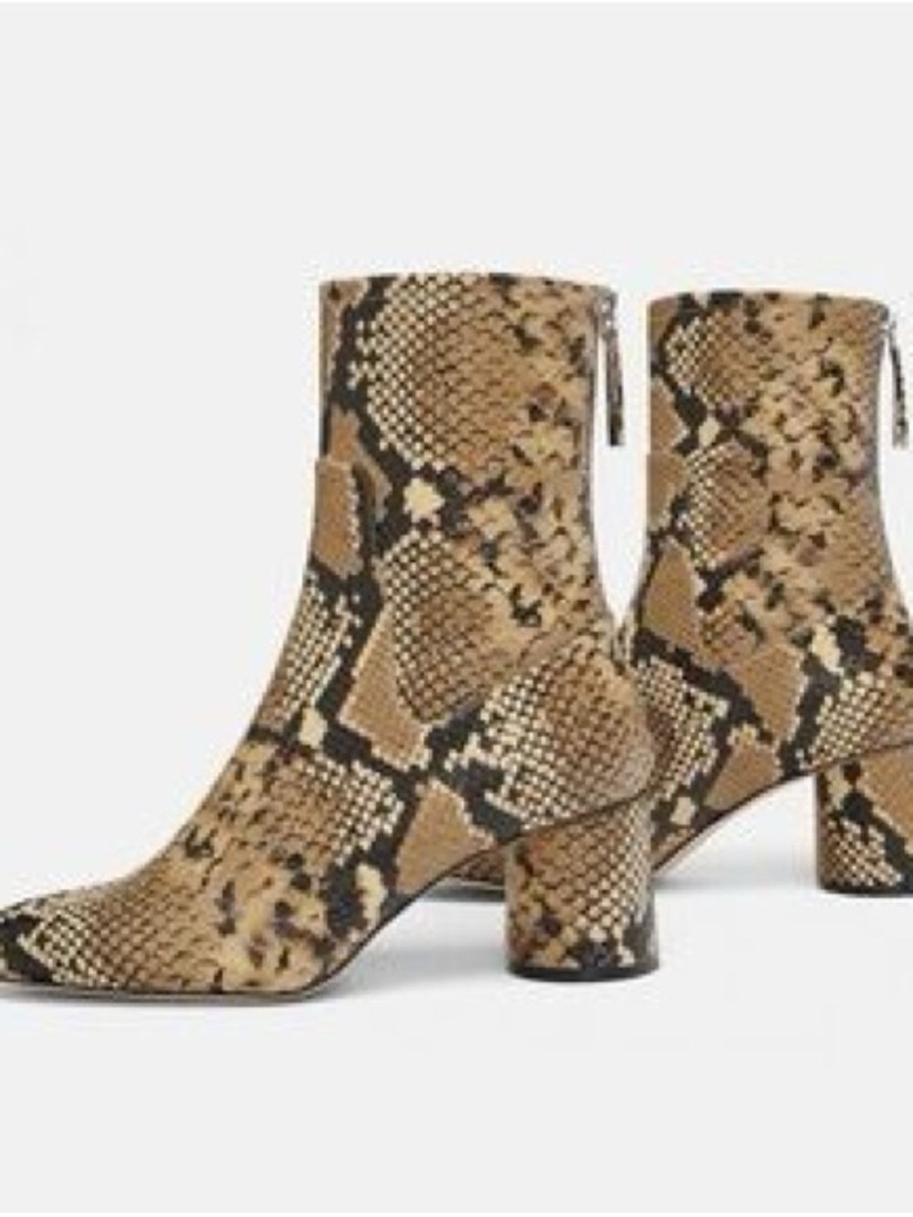 Katy Perry Collections Tan & Black Snake-Print Ankle Boots Size 7